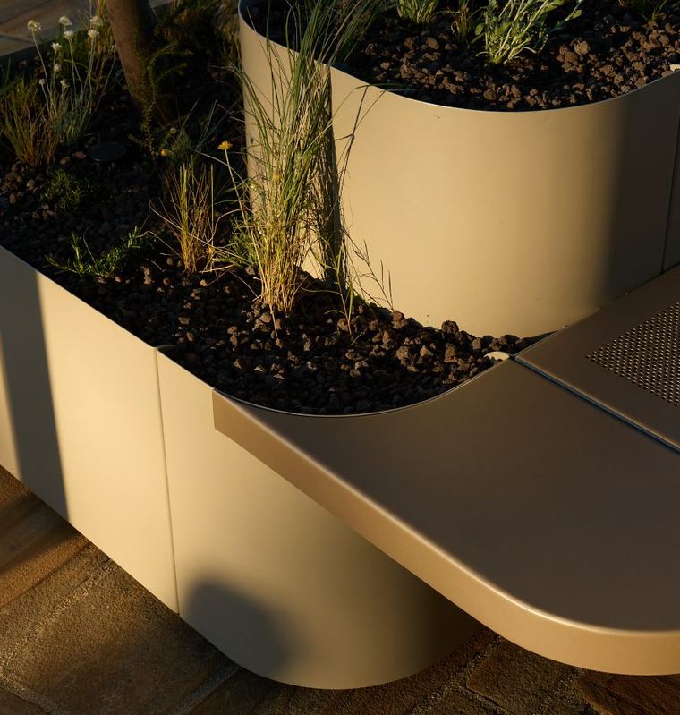 WANN Planter on a timber deck, planted